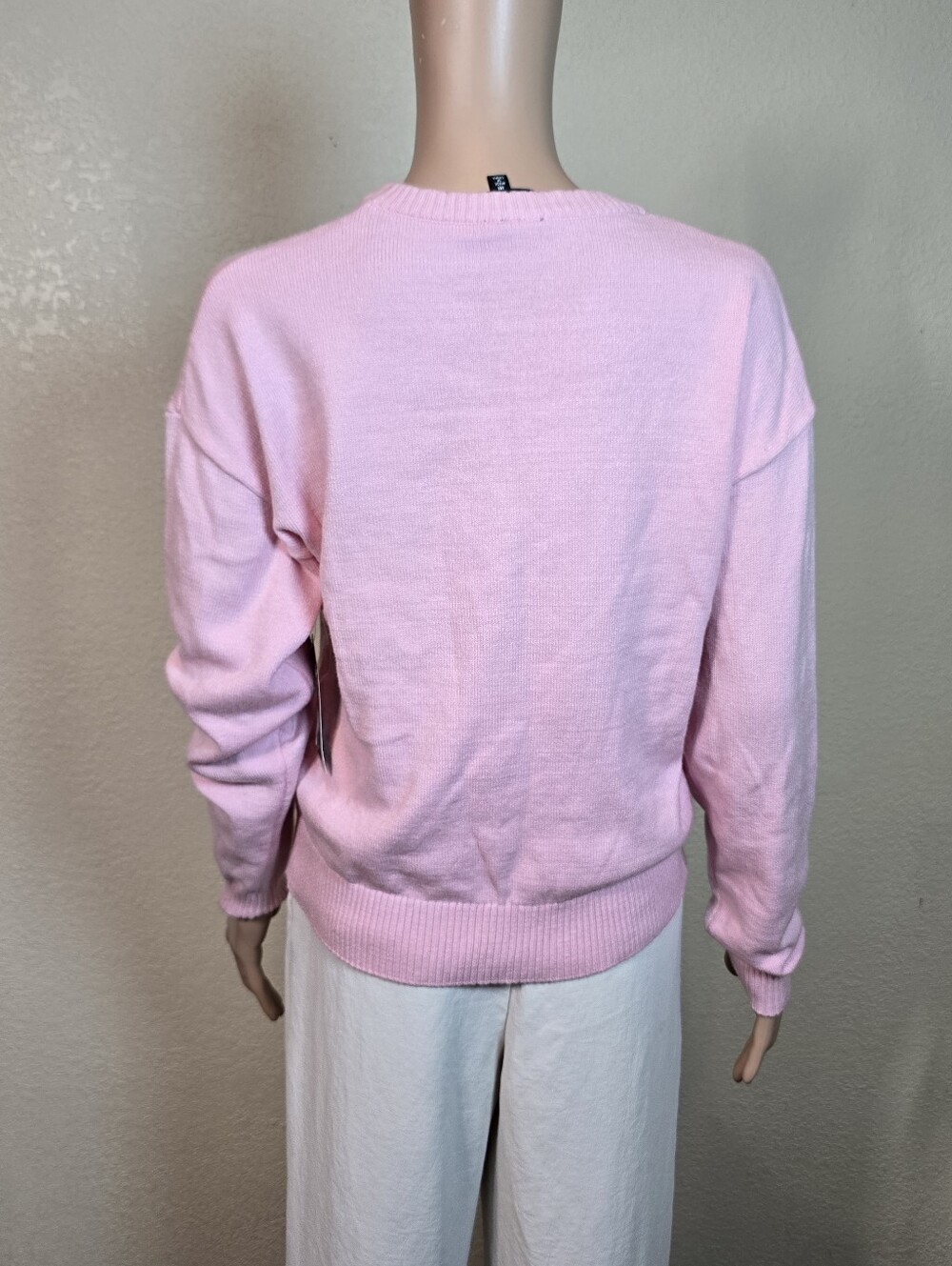 Derek Heart Pink Doodle Poodle Puppy Dog Sweater Size Medium Women’s Crewneck - Picture 8 of 16